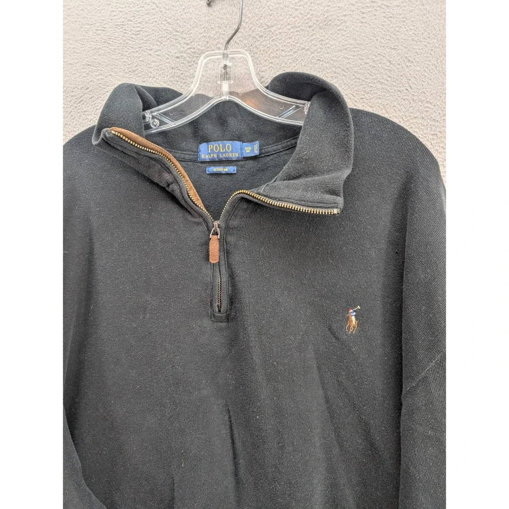 Polo Ralph Lauren Polo Mens Sz 3XB Big Estate‎ Rib 1/4 Zip Pullover Black Cotton